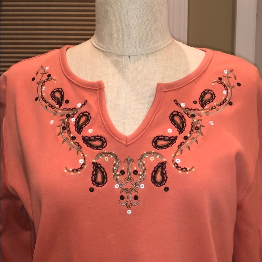 Nwt Architect Paisley Embroidered Knit Top